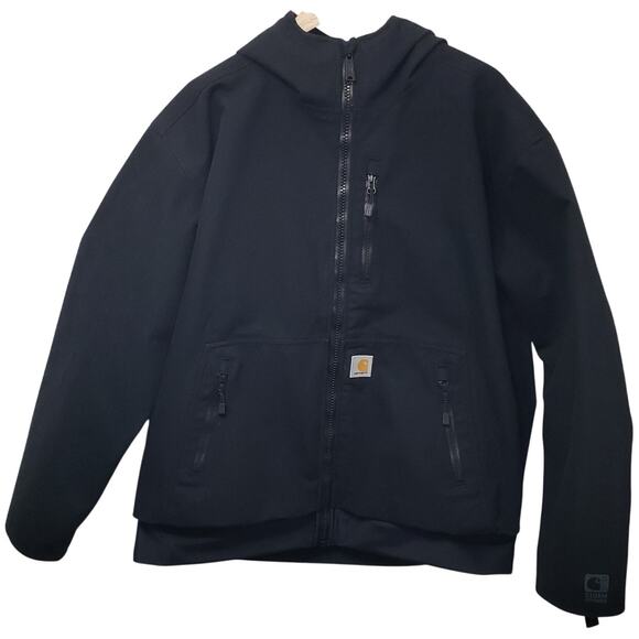 CARHARTT Storm Defender Hooded Jacket Style 103834 Black Men's Size Large ~VGUC - Picture 1 of 11